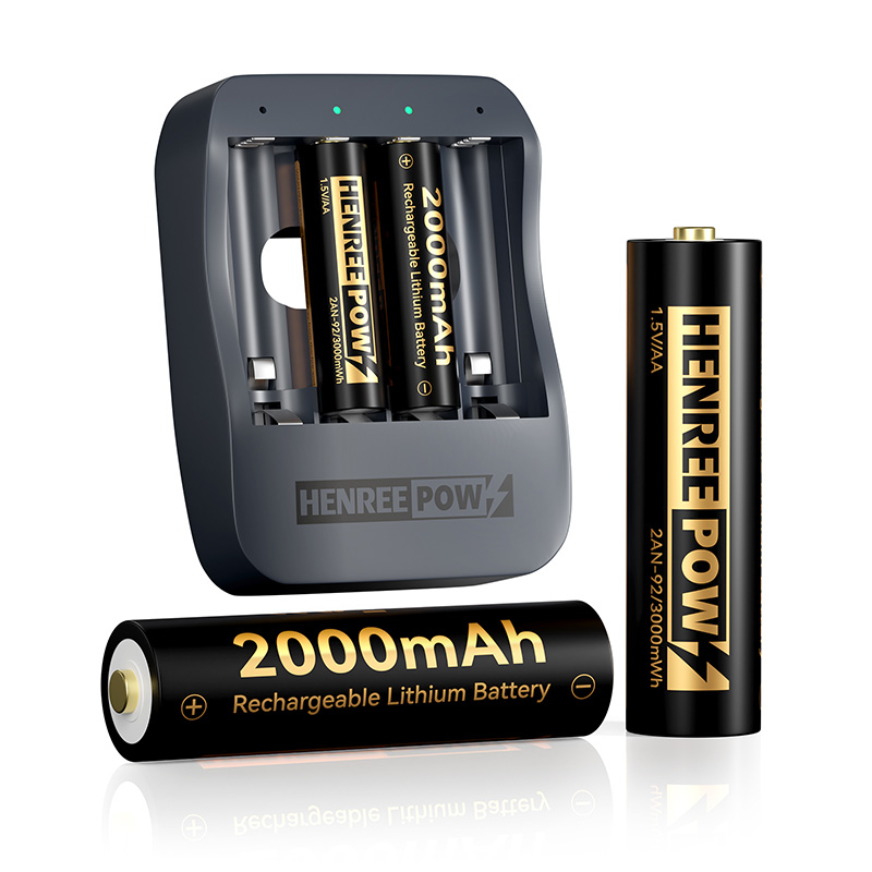 Henreepow AA 2000mAh 1.5 וולט קיבולת סוללות ליתיום