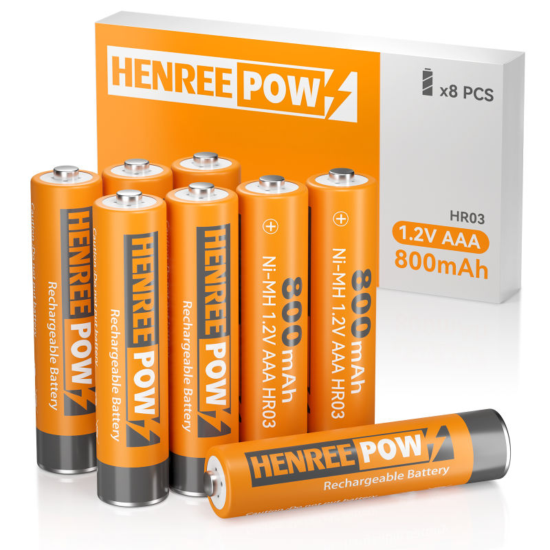 HenreePow AAA 800mAh 1.2V קיבולת גבוהה Ni-MH סוללה נטענת